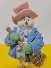 Painted Glitter Snowman Figure Painted Resin Holiday Christmas Winter Decor Rare