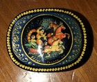 Vintage Russian Signed Lacquer Enamel Box  Handpainted Ussr hinged 1 5x 2
