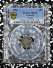 1886 Canada 5 Cents Pcgs Ms64 Lot g321 Silver  Choice Unc  Large  6 