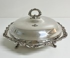 Vintage Silverplate Covered Serving Dish Footed Ornate 11   
