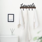 Small Towel Rack With 6 Hooks  Towel Holder Wall Mount Bathroom Organizer Rus   