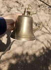 Vtg Solid Brass Bell W rope   Nautical Ship W anchor Wall Plate Clean Bell Sound