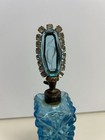Antique 1920 Circa Pressed And Wheel Cut Delphite Glass Perfume Bottle Atomizer