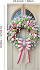Christmas Candy Wreath Banner    peppermint Swirl Xmas Door   Wall Decor 35x71 