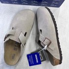 Birkenstock Boston Taupe Suede Soft Footbed Unisex Shoes Narrow37-41 wide42-45