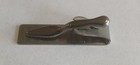 Vintage Tie Bar Clip Silver Tone Floral Deco