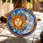 Sun And Moon Stained Glass Suncatcher  Handmade Window Hanging