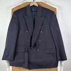 Bespoke Double Breasted Suit Mens 44s Purple Wool Pants 34x27 Pleated Canvased
