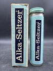 Vintage Alka-seltzer Glass Bottle Original Box Blue Cap Empty Advertising