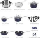  15 Piece Hammered Cookware Set Nonstick Granite Coated Pots And Pans Set Blue