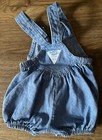 Vtg Baby Bgosh Oshkosh Girls Denim Shorts Bubble Romper Overalls 3-6 Months Usa