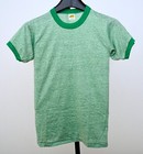 Vintage Russell Athletic Youth M Ringer T-shirt Heather Green Made Usa