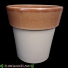 Vintage  Handpainted Cream   Terra Cotta 6  Flower Pot Planter Home Garden Decor