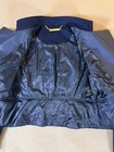 Iman Navy Wool Blend Moto Jacket Women   s Medium Cropped Asym Zipper Lined