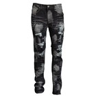 Men Ripped Distressed Jeans Slim Fit Skinny Stretch Acid Wash Denim Pants Casual