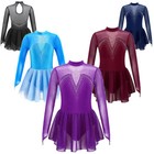 Kids Girls Dancewear Gymnastics Dress Latin Leotard Wedding Hollow Back Party