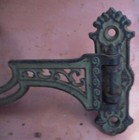 Antique Cast Iron Swing Out Oil Lamp Bracket   Wall Mount Green Verdigris Patina
