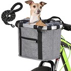 Detachable Bike Basket  Dog Cat Bicycle Handlebar Front Bag Pet Carrier Gray
