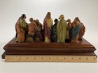 Vintage Last Supper Figurine Sculpture Religious Statue Jesus Apostles Wood Base