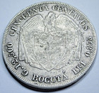 1881 Bogota Colombia Silver 50 Centavos Genuine Antique 1800 s Colombian Coin