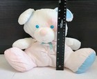 Vintage Fisher Price Baby Puffalump Puppy 1988 White Pink Blue 11  Plush Rattle