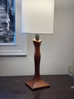 Mid Century Modern Wood Table Lamp Danish Modern Sculptural Teak Style Mcm