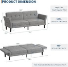 89  Futon Sofa Bed with Adjustable Backrest And Armrest  Modern Futon Couch Bed