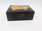 Vtg Brooks Soft Finish Sewing Thread Small Wood Box W cards spades Design