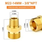 5pcs Brass M22 Pressure Washer Fitting m22-14mm Male X 3 8 npt Male Thread Fi   