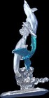 Vintage Pewter Mermaid   Dolphin Figurine - Iridescent Teal Tail Fantasy Statue