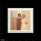 Old Vintage Square Color Photo Pair Women Redhead Big Red Hair Snapshot