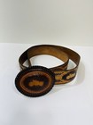 Vintage Tooled Braided Leather Motorcycle Belt   Buckle 44 3 4  