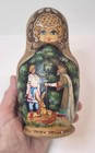 Vtg Russian Nesting Dolls 5 Pc Set Matryoshka Fairy Tale Wood Burned Pyrography 