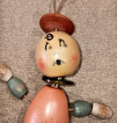 1920s 1930s Antique wooden Crib Toy  Beads  Spool Legs  Pink Blue White Red