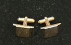 Brushed Finish Polished Border Simple Design Gold Tone Vintage Cuff Links