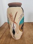 Native American End Of The Trail Navajo Sand Painted Vase 8 5  High