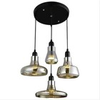 Vintage 4-light Irregular Pendant Light With Smoke Grey Glass Shade Chandelier