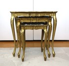 3 Vintage Plastic Italian Florentine Gold Gilded Ornate Nesting Tables  Italy