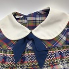 Vintage Polly Flinders 4t Girl Dress Smocked Handembroidered Plaid Collared