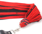 Real  Cowhide Suede Leather Finger Flogger 50 Falls Red Black Heavy Duty Thuddy 