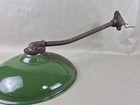 Vintage 13 75  Porcelain Barn Light Green White Gas Service Station Gooseneck