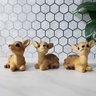 Vintage Flocked Deer Fawn Ceramic Figurine Aaf Japan Lot Of 3