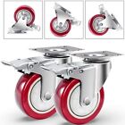 4 Pack 4 Inch Plate Swivel Casters Wheels 1800lbs Heavy Duty Casters With Brake