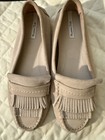 Massimo Dutti Beige Suede Fringe Stitching Loafer Flats Women Eu 36