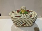 Vintage Open Weave Basket Pottery Ceramic Collectible And Rare