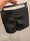 Leggings Park Black Textured High Rise Seamless Stretch Biker Shorts S Gym