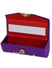 Women Floral Embroidered Purple Lipstick Lip Stick Case Holder Box W Mirror