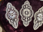 Antique Bobbin Lace - 3 Inset Motifs - Handmade - Old Lace