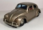 Vintage Bandai Tin Friction Champagne Volkswagen Beetle Bug 8  Toy Car Japan