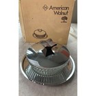 Vintage New Open Box American Walnut Mcm Faceted Glass Candy Dish Covered